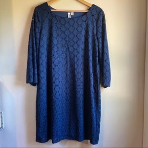 TACERA Navy Lace Dress with 3/4 Sleeve Size XL